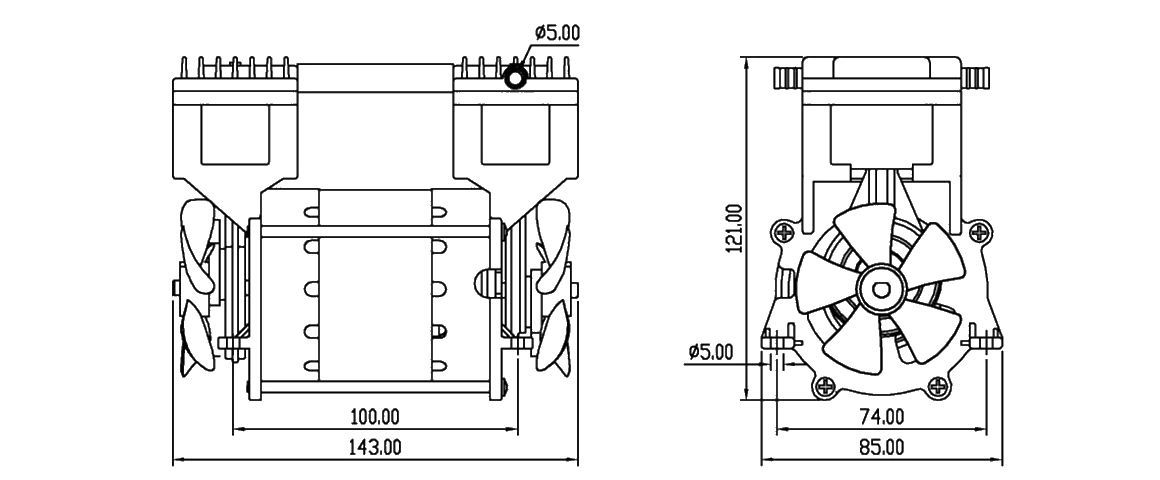 HP-200V活塞真空泵 尺寸圖